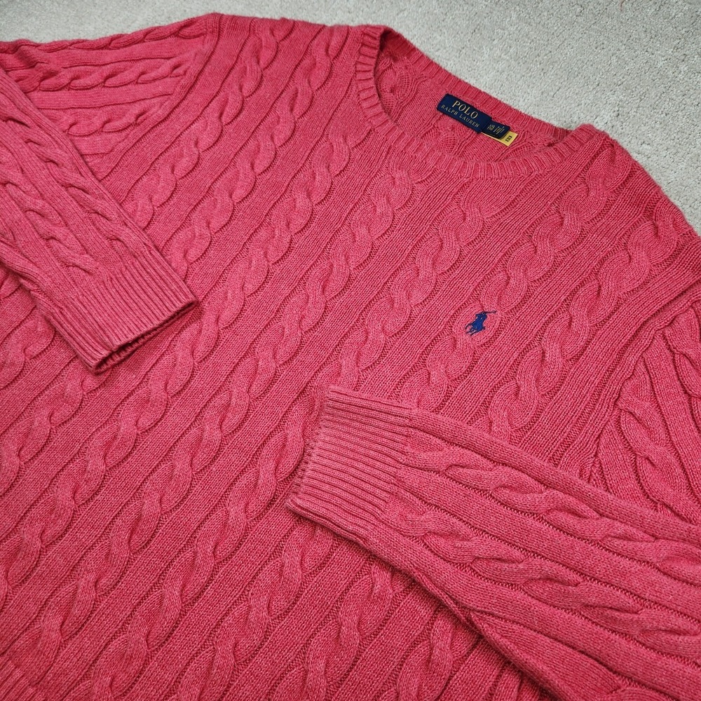 Polo Ralph Lauren Sweater Men XXL Chunky Cable Knit Fisherman Cotton Crewneck